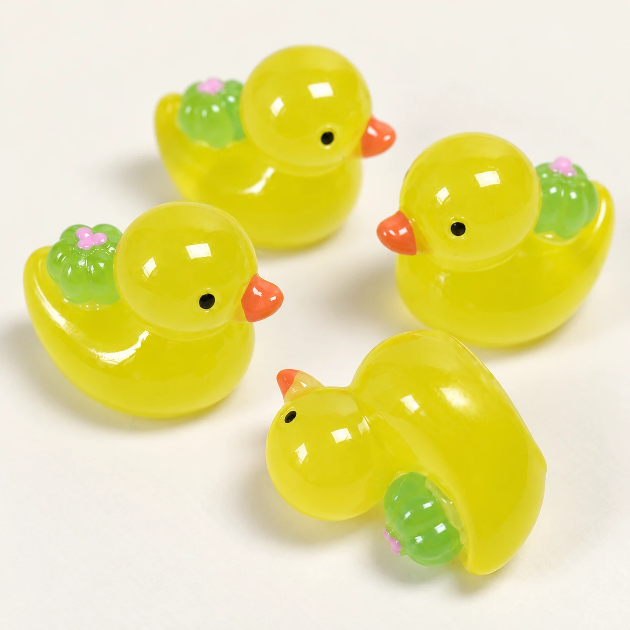 Yellow Duck Resin Charms RW001953 close-up showing the decorative shape and finish