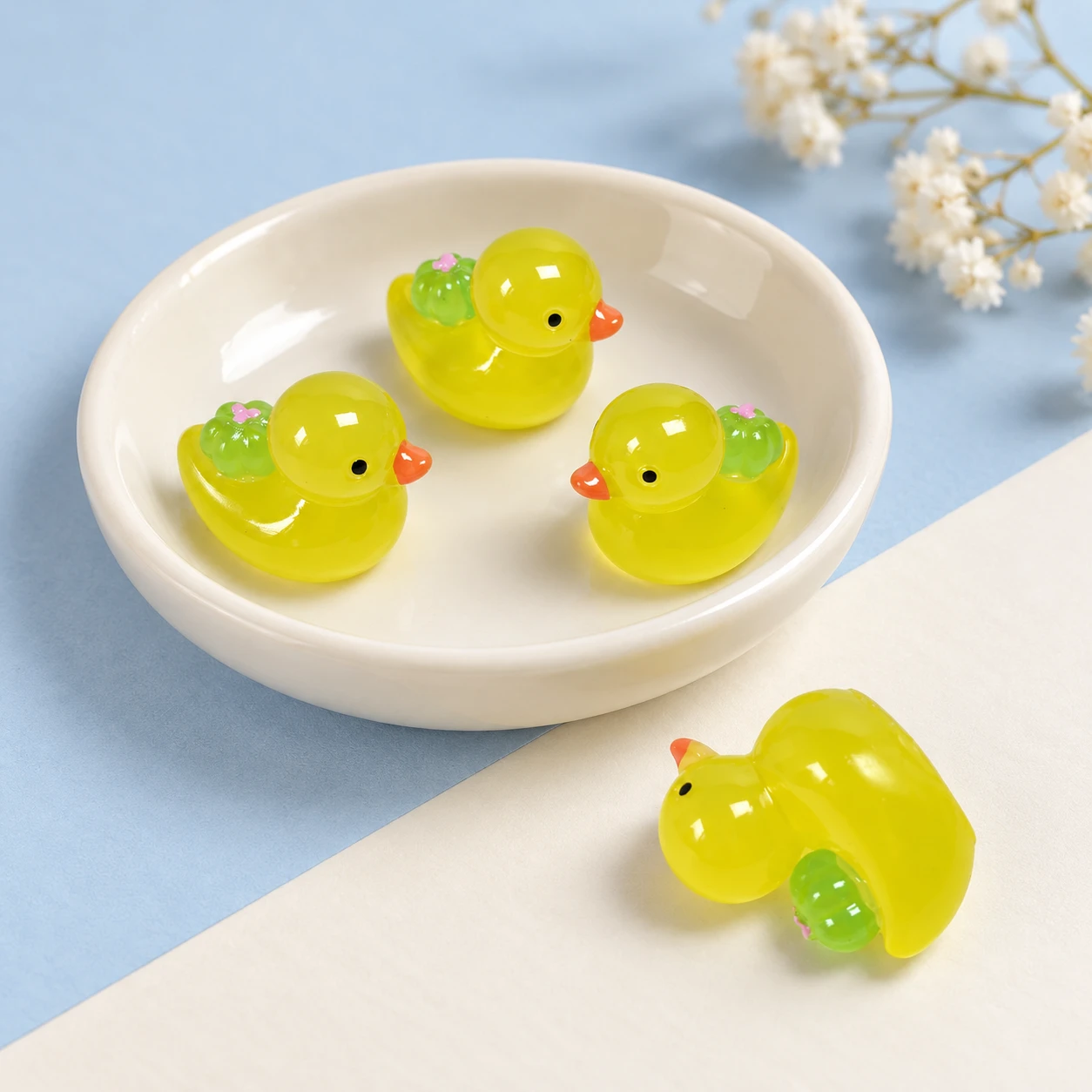 Yellow Duck Resin Charms RW001953 displayed for assortment selection