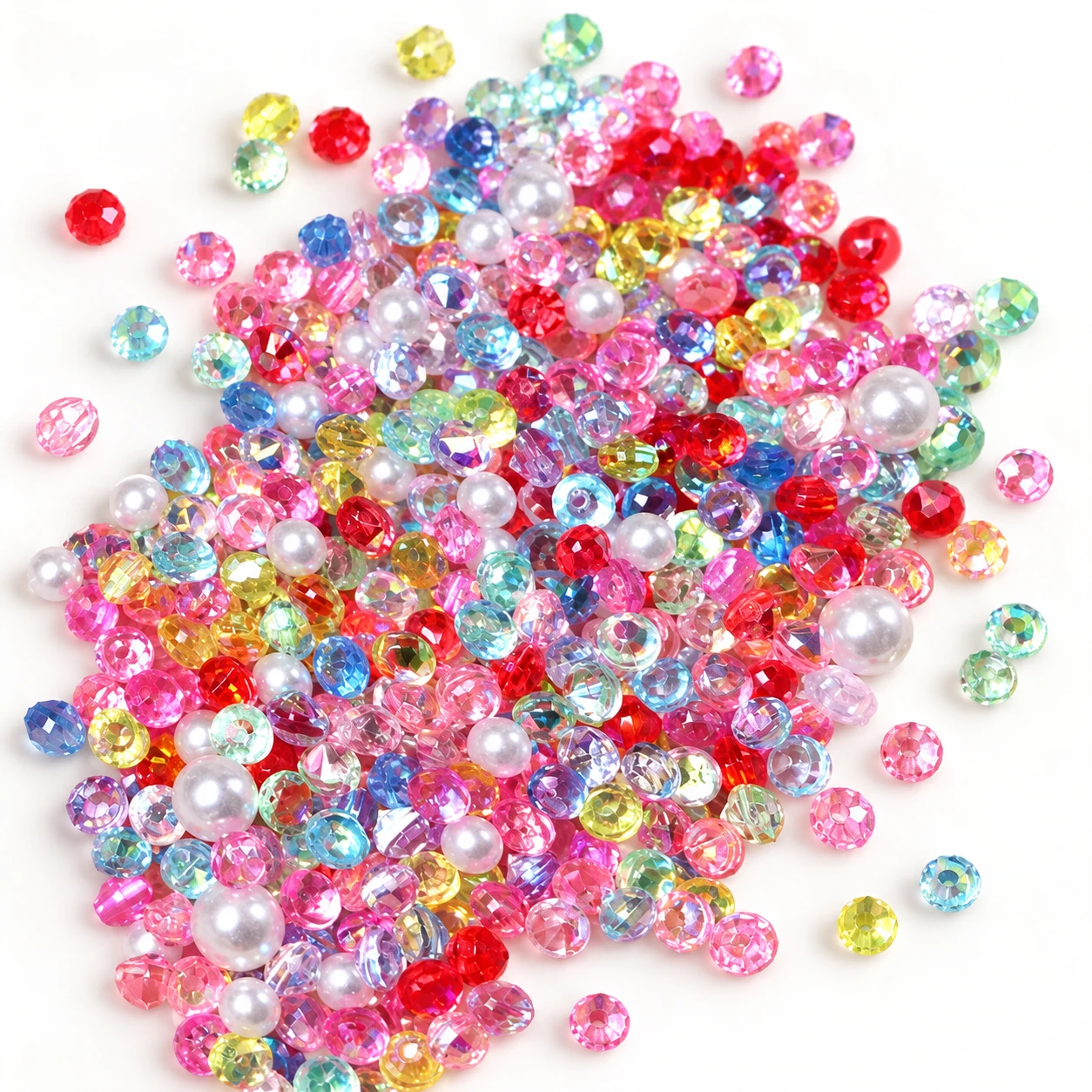 Detail visualization of multicolor faceted plastic fillers, YX3242