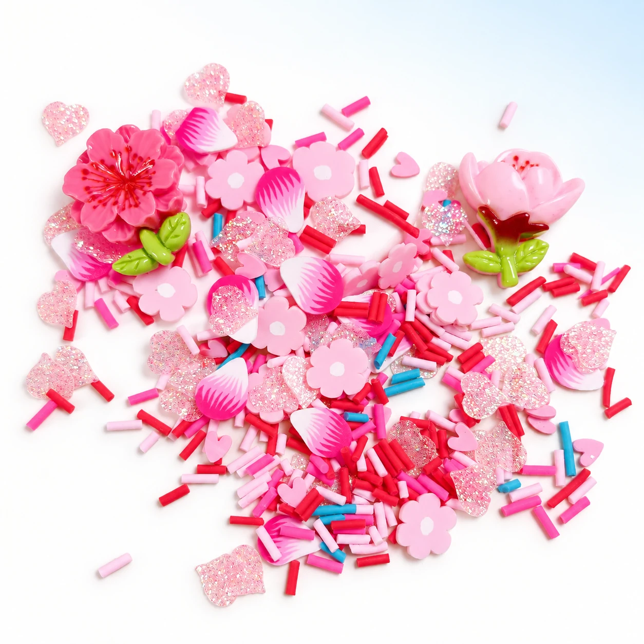 Pink Flower & Heart Filler Mix on a bright white studio background, SLM690