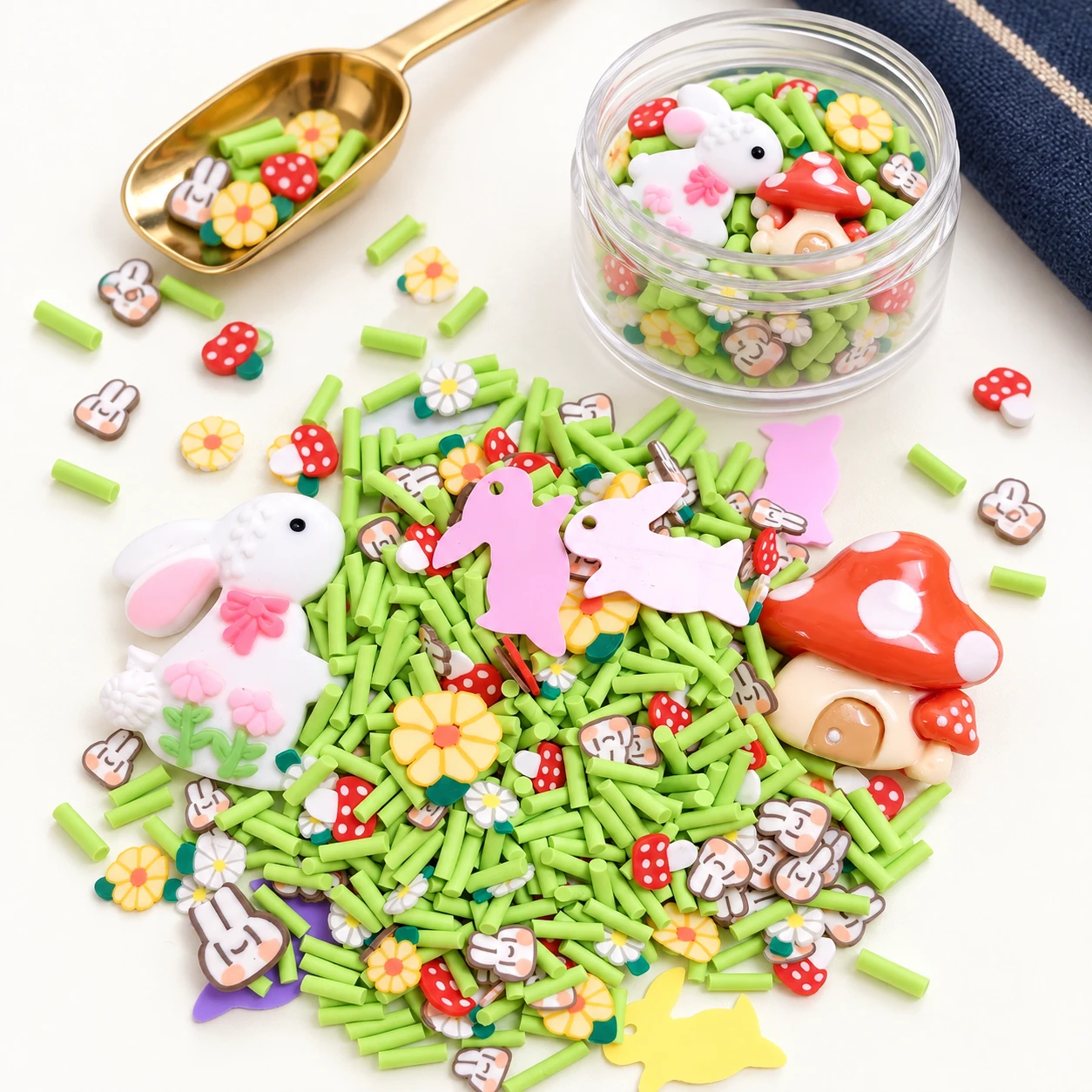 Rabbit & Mushroom Garden Filler Mix in a slime-workspace concept, SLM004231