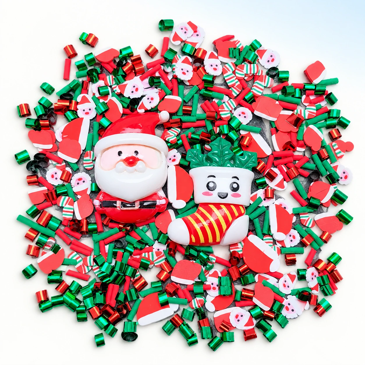 Santa & Christmas Sprinkle Filler Mix on a bright white studio background, SLM10130