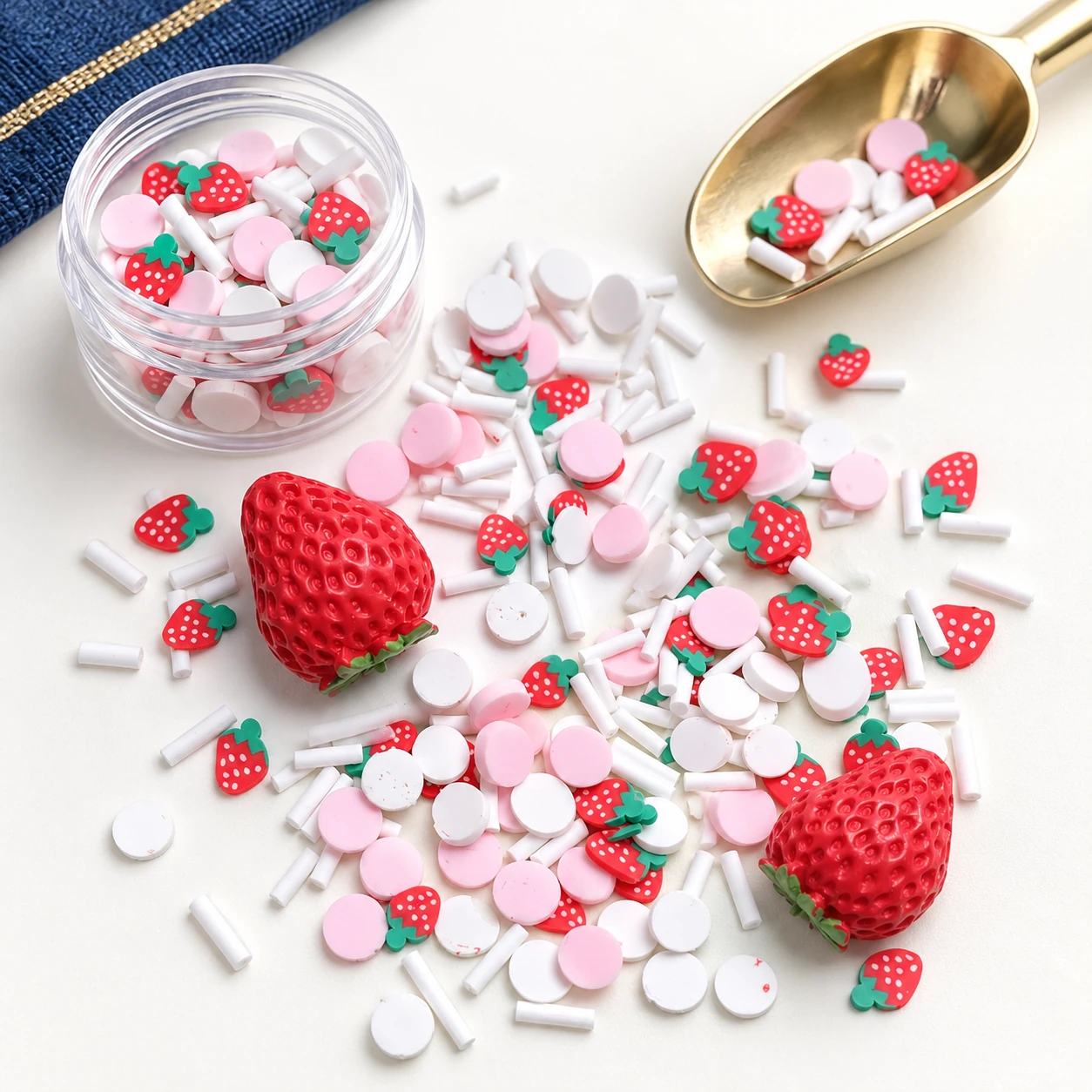 Strawberry & Pastel Sprinkle Filler Mix in a slime-workspace concept, SLM26521